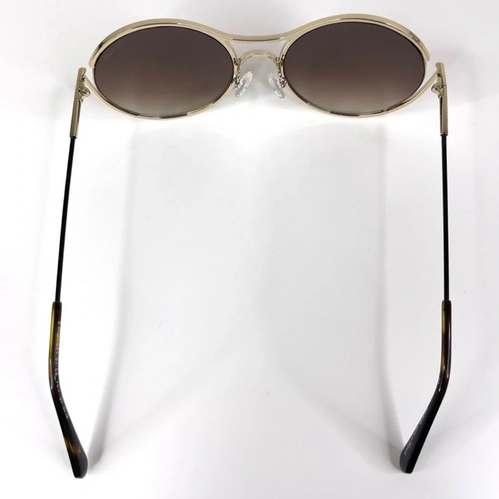 BALMAIN 52mm Round Sunglasses Gold Made In France
